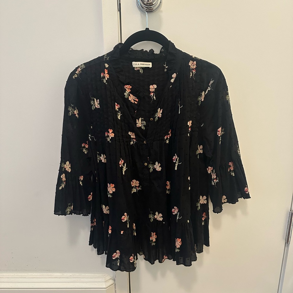 Ulla Johnson Black Floral Blouse